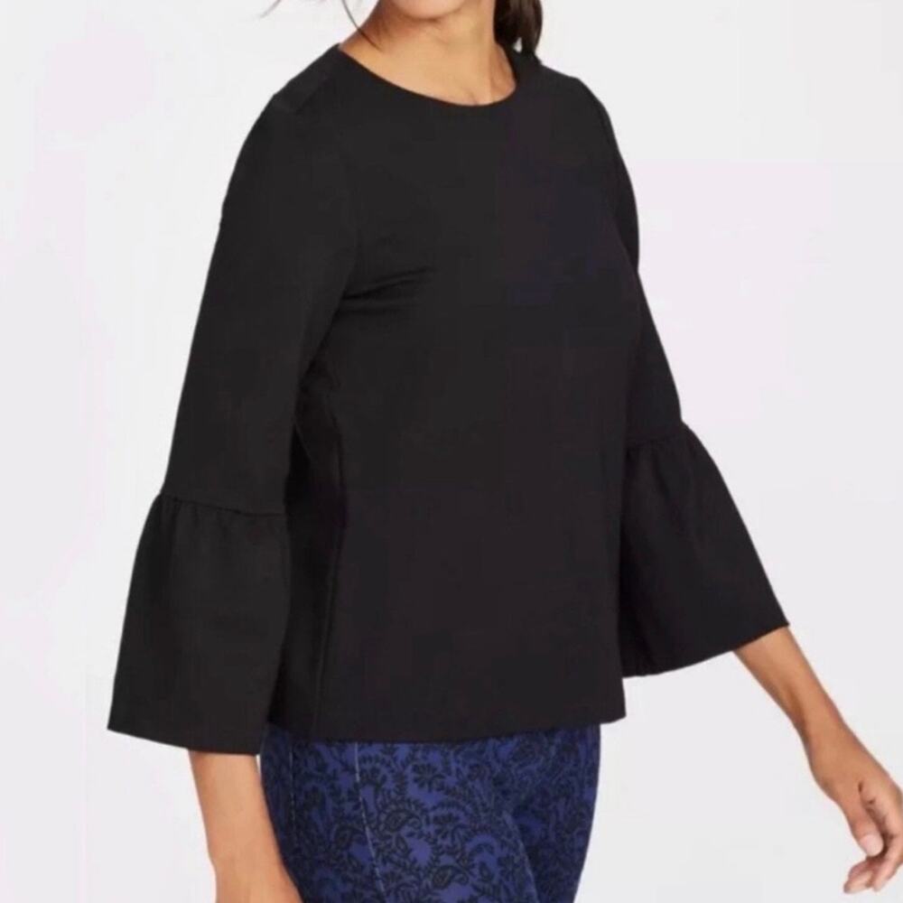 J. McLaughlin Keaton Bell Sleeve Blouse Top Black M